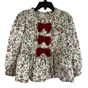 Tommy Bahama Dress Girls 4T Holiday Floral Pattern Long Sleeve Festive Winter